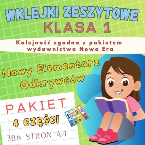 Nowy Elementarz Odkrywców | Pakiet wklejek do klasy 1 | 4 części | 786 stron A4 + przykładowe polecenia