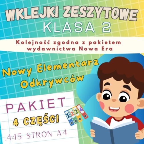 Nowy Elementarz Odkrywców | Pakiet wklejek do klasy 2 | 4 części | 445 stron A4 + przykładowe polecenia